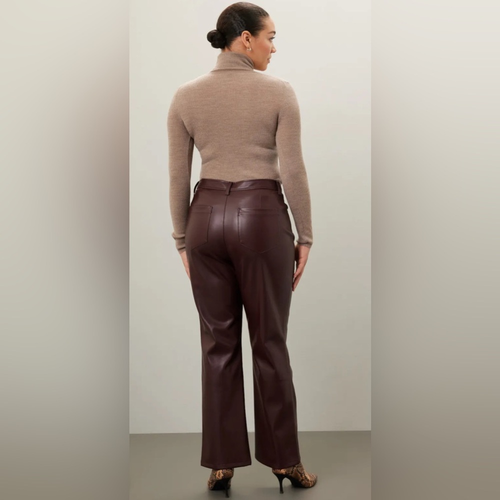 Marissa Webb x RTR Faux Leather Kick-Flare Trousers Pants Burgundy Size 16 - Picture 8 of 8